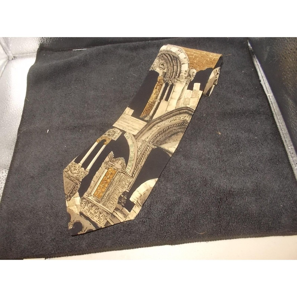 Structure La Collezioni Mens Silk Tie Architectural Roman Arches Columns Print